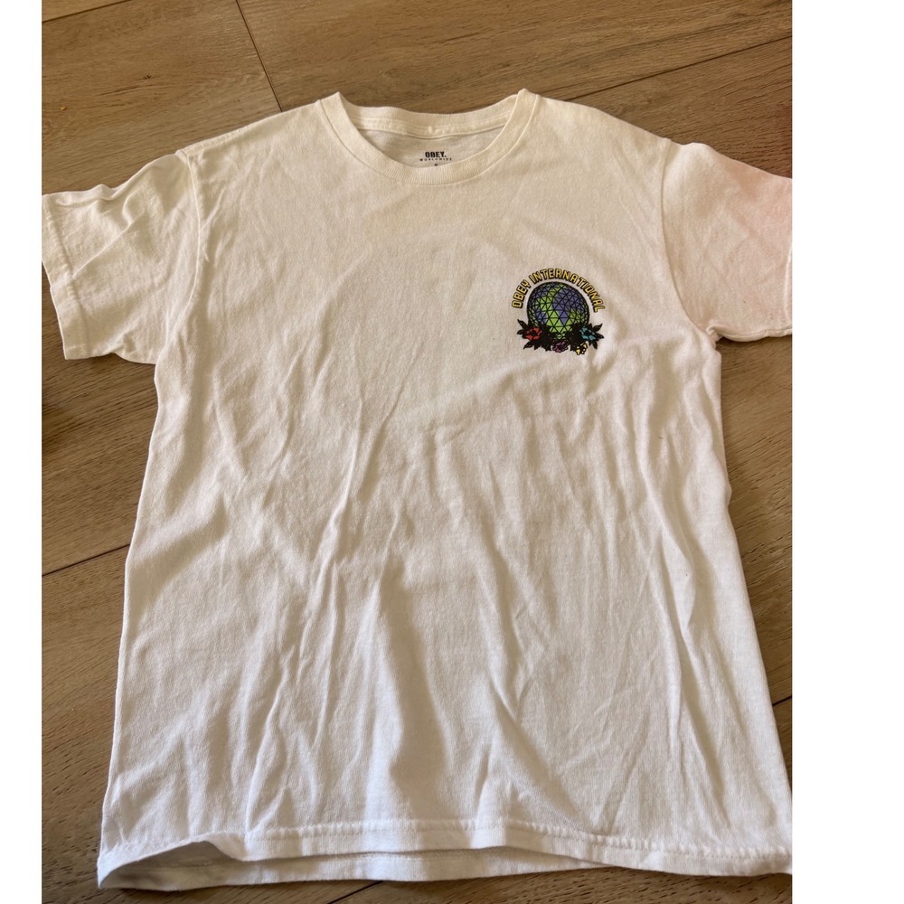 Obey International Take Back The Planet Graphic T-Shirt Kids Small White S 244